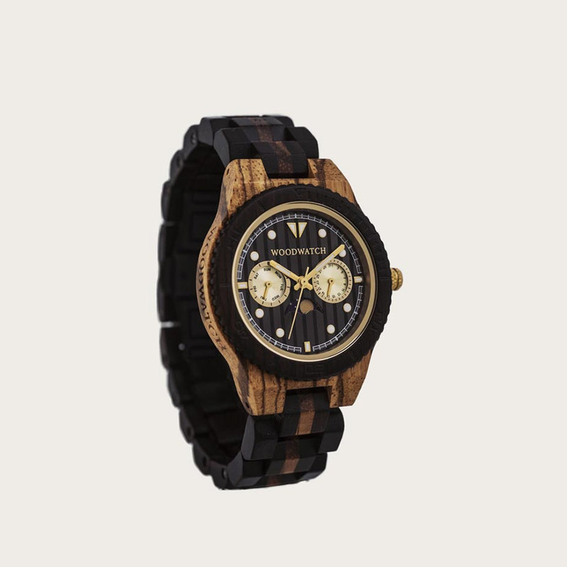 Now available in limited availability - our ODYSSEY Special Edition. Made by hand from a unique combination of Ebony Wood from Eastern Africa and Zebrawood from Western Africa and featuring golden details. Only 100 pieces are available. Each watch is uniq