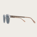 The REVELER Clear Smoke features a sleek geometric clear frame with grey smoke lenses Composed of durable Italian Mazzucchelli bio-acetate with hand-finished natural senna siamea wood temples and nude acetate tips. Bio-acetate is made from cotton and orga