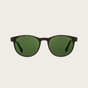 "La paire de lunettes l’ELLIPSE Forever Havanas Camo poséde un cadre rond en écaille marron foncé avec des verres en camouflage vert. Fabriquée à partir de bois durable et du bioacétate Mazzuchelli Italien avec des branches et écaille de tortue en ébène e
