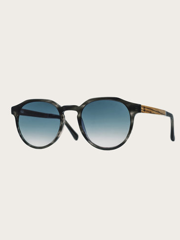 Occhiali Da Sole Uomo Donna LUXE: Montatura Ovale Oro E Legno, Lenti Scure UV400