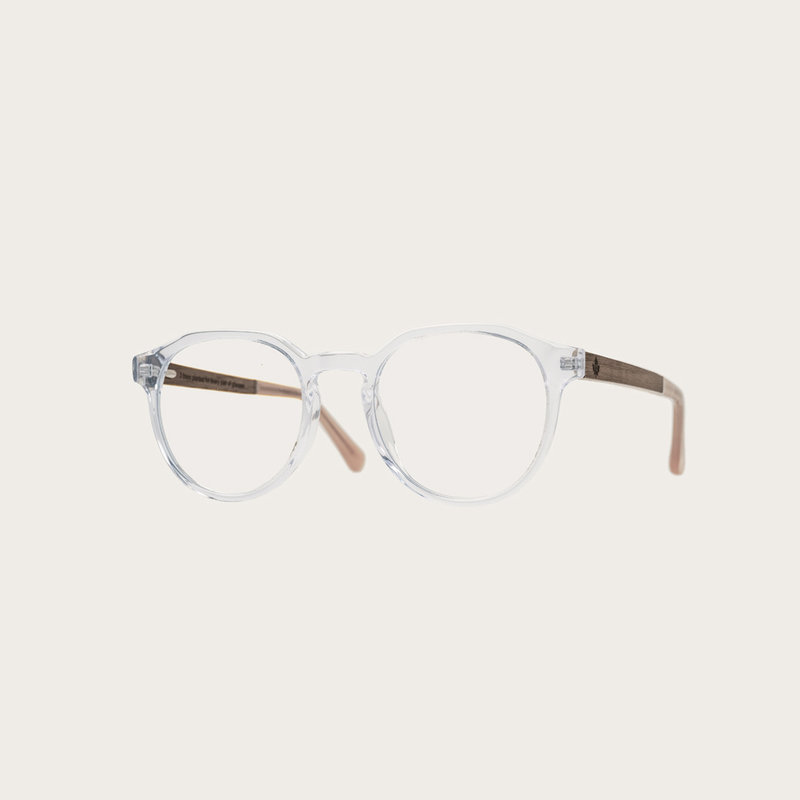 Filter out harmful excess blue light which can cause eye strain, headaches and poor sleep. The REVELER Clear features a sleek geometric clear frame and is composed of durable Italian Mazzucchelli bio-acetate with hand-finished natural senna siamea wood te