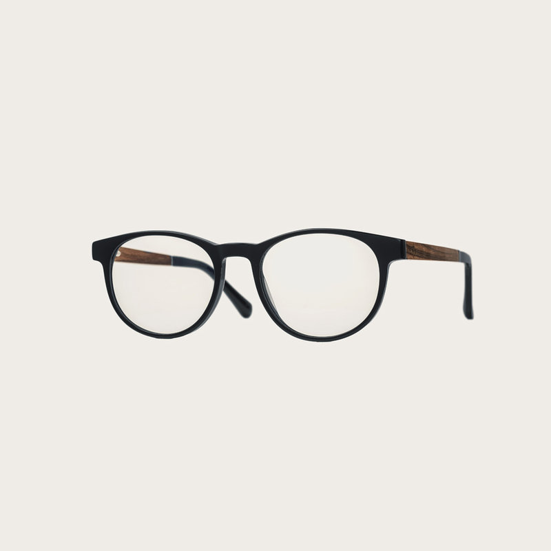 Filter out harmful excess blue light which can cause eye strain, headaches and poor sleep. The ELLIPSE Black features a characteristic rounded black frame and is composed of durable Italian Mazzucchelli bio-acetate with hand-finished natural rosewood temp