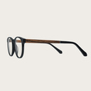 Filter out harmful excess blue light which can cause eye strain, headaches and poor sleep. The ELLIPSE Black features a characteristic rounded black frame and is composed of durable Italian Mazzucchelli bio-acetate with hand-finished natural rosewood temp