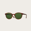 SOHO Classic Havanas Camo sfoggia linee ovali tartarugata giallo scuro geometrica con stanghette verde militare  lenti scure. In resistente bio-acetato italiano firmato Mazzucchelli con stanghette in palissandro naturale in ebano e tartaruga terminali ner