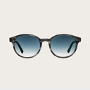 The SOHO Heritage Gradient Blue features an oval grey tortoise frame with gradient blue lenses. Composed of durable Italian Mazzucchelli bio-acetate with hand-finished natural zebrawood temples and tortoise acetate tips. Bio-acetate is made from cotton an