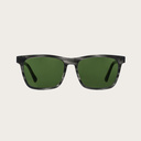 La paire de lunettes BROOKLYN Heritage Camo poséde un cadre carré en écaille gris avec des verres en camouflage vert. Fabriquée à partir de bois durable et du bioacétate Mazzuchelli Italien avec des branches de bois zèbre naturel et des manchons en acétat