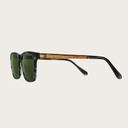 La paire de lunettes BROOKLYN Heritage Camo poséde un cadre carré en écaille gris avec des verres en camouflage vert. Fabriquée à partir de bois durable et du bioacétate Mazzuchelli Italien avec des branches de bois zèbre naturel et des manchons en acétat