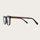 Filter out harmful excess blue light which can cause eye strain, headaches and poor sleep. The BROOKLYN Black features a squared black frame and is composed of durable Italian Mazzucchelli bio-acetate with hand-finished natural rosewood temples and black