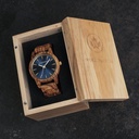 The Astro Kosso features a modernized minimal blue dial with bold details in a 45mm case. A wrist essential combining natural wood with stainless steel and sapphire coated glass. The Astro Kosso is handmade from natural Kosso wood from East Africa.