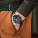 The ELEMENT Collection is comprised of four unique designs in the WoodWatch range, showcasing a combination of 316 stainless steel and wood. The 41mm diameter Brushed Iron Walnut watch features our characteristic moonphase movement and two subdials to dis