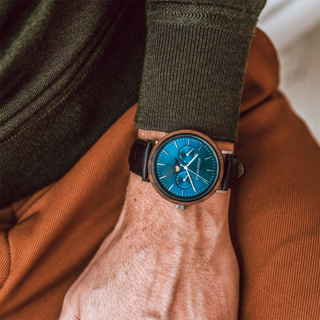 Houten Horloge Cobalt Acacia Jet