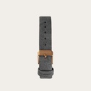 The Grey Band is made of vegan leather and a metal buckle clasp and is naturally died with a grey color. The Grey Band 14mm fits the Nordic Collection.