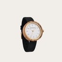 Inspired by contemporary Nordic minimalism. The NORDIC Copenhagen Black features a 36mm diameter white olive wood case with white dial and gold details. Handmade from sustainably sourced wood and combined with an ultra soft black sustainable vegan leather