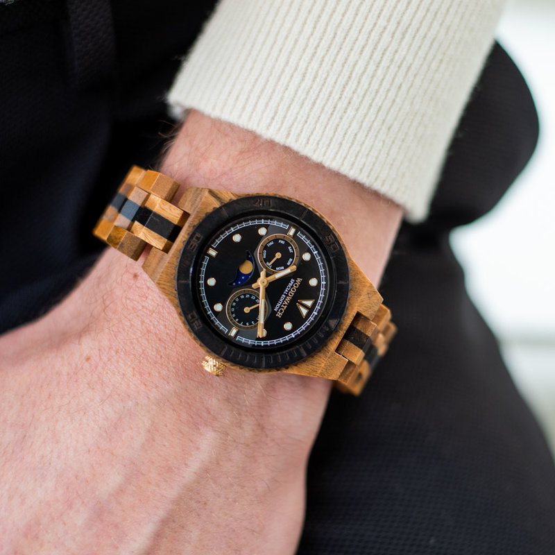 Now available in limited availability - our ODYSSEY Special Edition. Made by hand from a unique combination of Green and Black Sandalwood from South America and East Africa and featuring golden details. Only 100 pieces are available. Each watch is uniquel