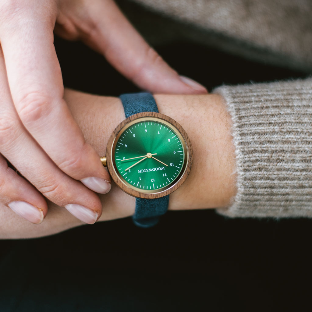 Houten Horloge Bergen Navy