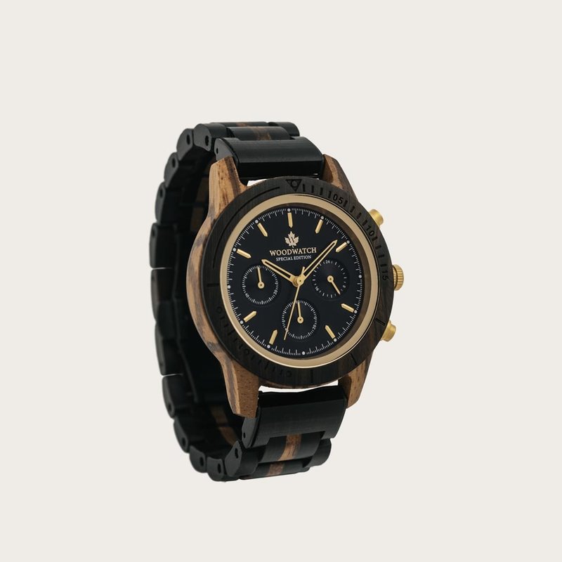 Now available in limited availability - our CHRONUS Special Edition. Made by hand from a unique combination of Ebony Wood from Eastern Africa and Zebrawood from Western Africa and featuring golden details. Only 100 pieces are available. Each watch is uniq