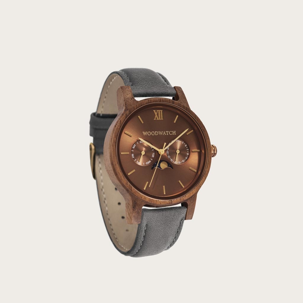 Houten Horloge Barista Grey