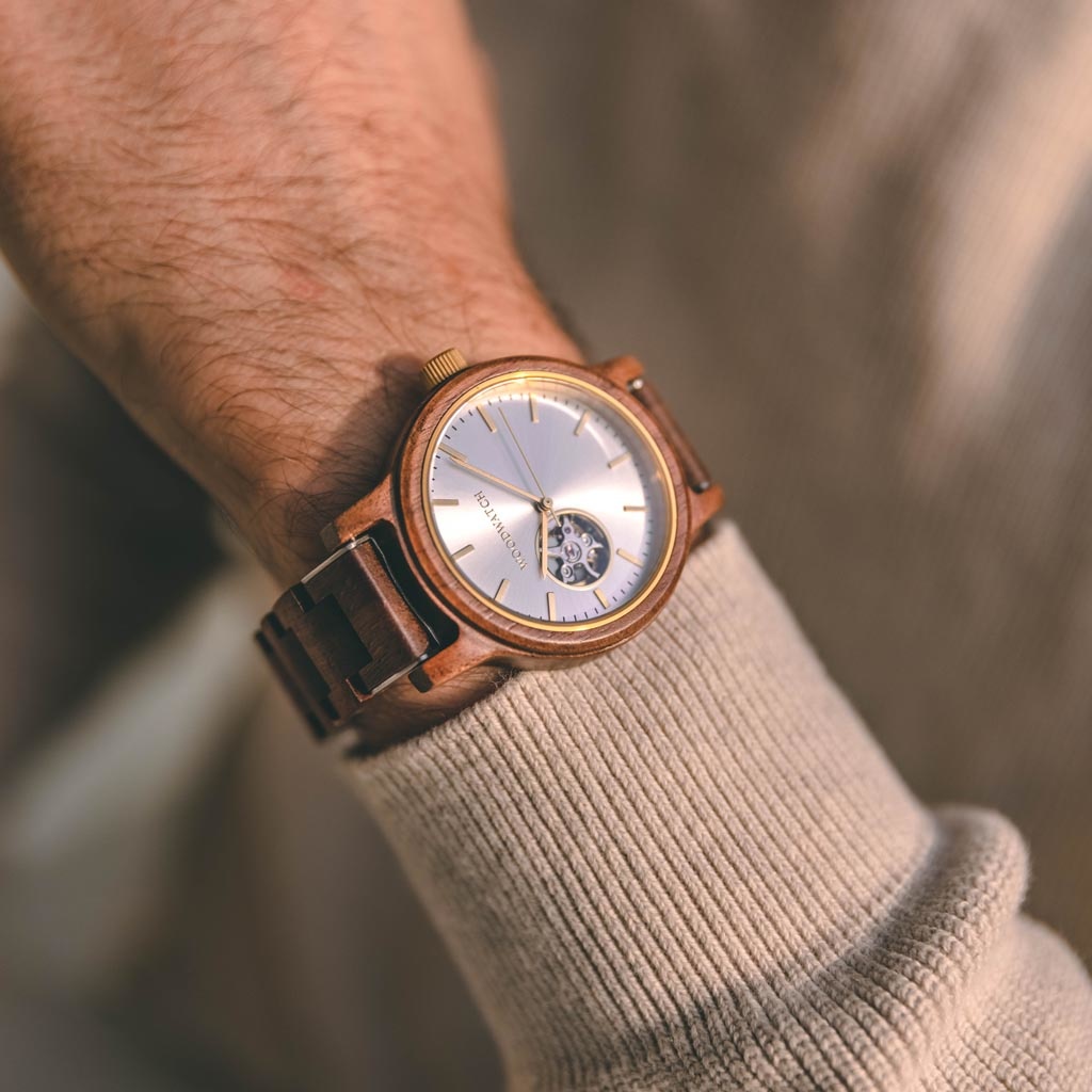 Woodwatch Houten Horloge Open-Heart Dune