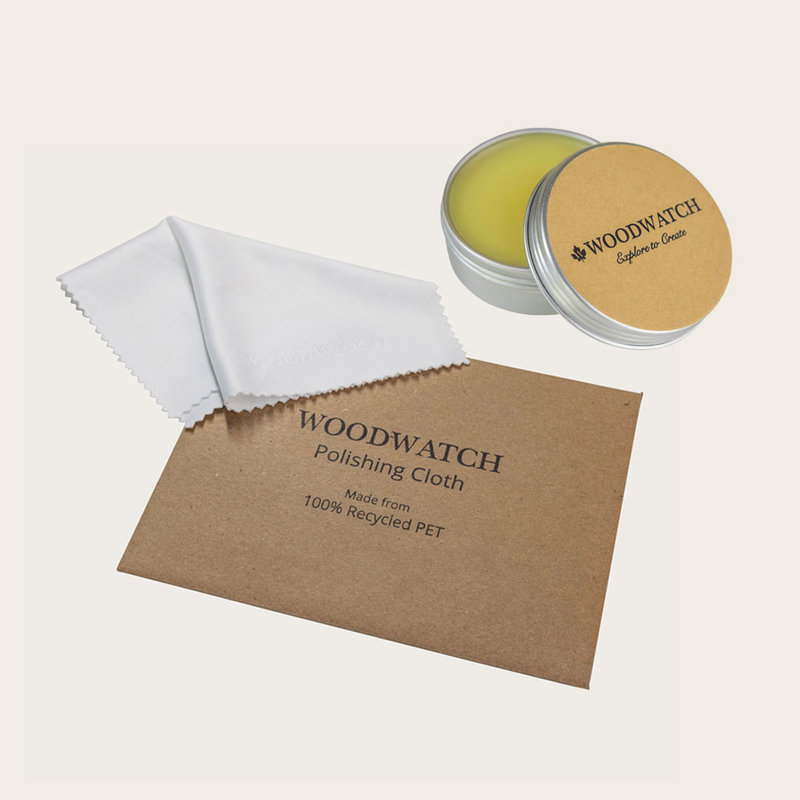 Combine & save! Keep your WoodWatch in perfect condition with the WoodWatch wax, made of natural ingredients, and the luxury polishing cloth made of recycled plastic (worth total €28).