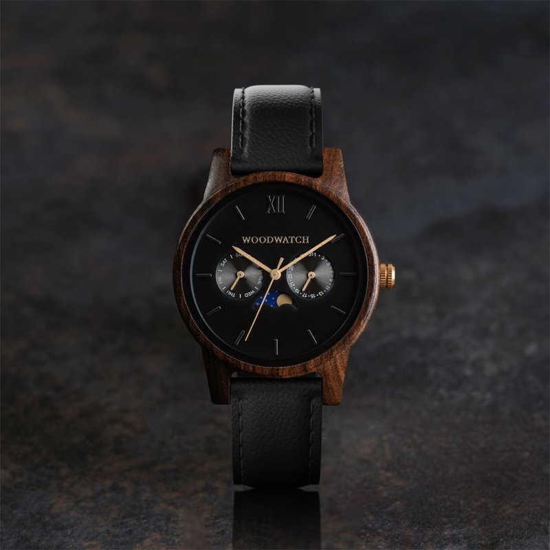 WoodWatch Dark Forest – Orologio In Legno Di Noce, Quadrante Nero, Collezione Classic