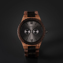 This premium designed watch combines unique new wood types with a luxurious stainless steel dial and backplate. At the heart of the timepiece comes an all new multi-function movement that includes two extra subdials featuring a week and month display. The