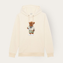 Soft unisex long-sleeved hoodie with a double layered hood and a kangaroo pocket at the front. Made of 85% organic cotton and 15% recycled polyester, featuring a full body Harvey print.
