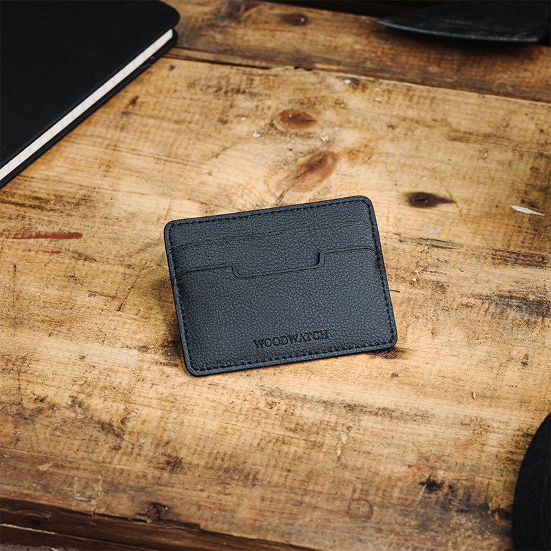 Black Cactus Leather Card Holder - WoodWatch