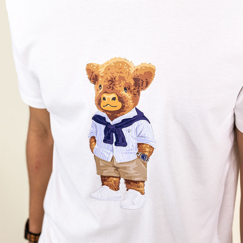 Camiseta suave unisex de manga corta con cuello redondo, hecha de 100% algodón orgánico y con estampado de Harvey entero.