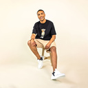 Premium heavyweight unisex T-shirt met korte mouwen en een ronde hals, gemaakt van 100% biologisch katoen en voorzien van een full body Harvey print.