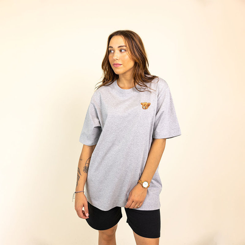 Premium heavyweight unisex short-sleeved T-shirt with a round neck, made of 100% organic cotton and featuring embroidered Harvey logo.
