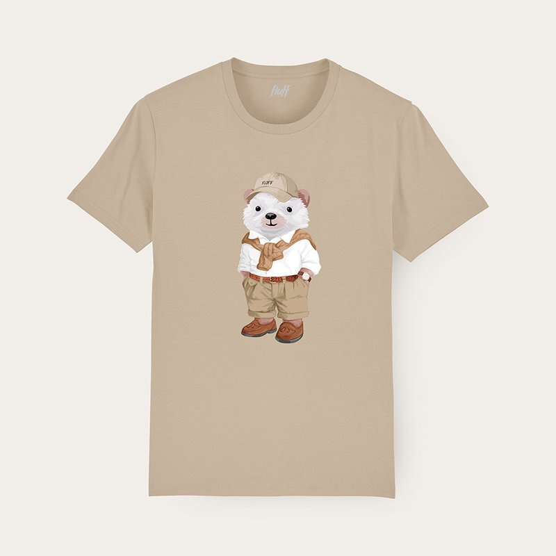 Weiches Unisex-Kurzarm-T-Shirt mit Rundhalsausschnitt, aus 100% Bio-Baumwolle und mit Ganzkörper Harry Hedgehog.