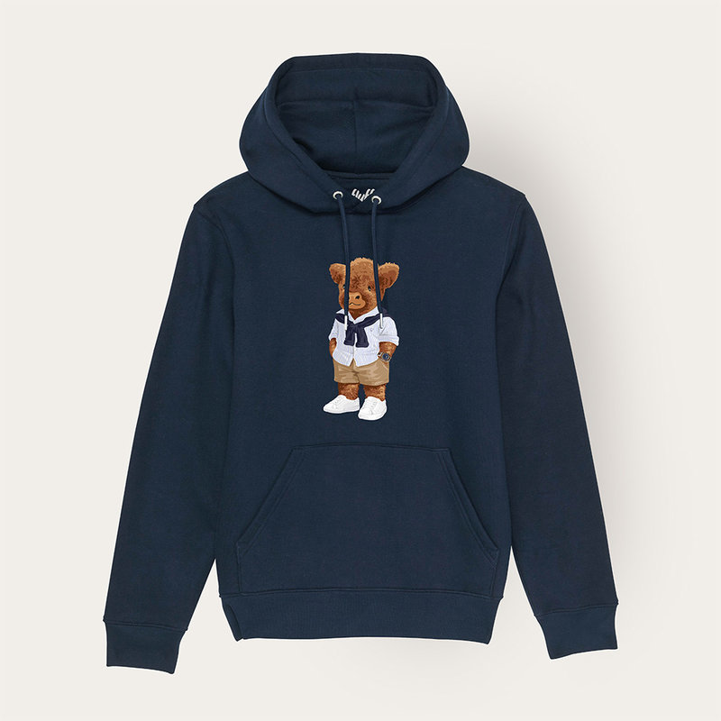 Sweat à capuche, unisexe et doux, à manches longues avec une capuche à double épaisseur et une poche kangourou sur le devant. Fabriqué à partir de 85 % de coton biologique et de 15 % de polyester recyclé, avec le logo Harvey intégral.