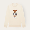 Morbido maglione unisex a maniche lunghe con collo rotondo. Realizzato all'85% in cotone organico e al 15% in poliestere riciclato, con logo Harvey stampato full body sul davanti.