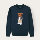 Soft unisex long-sleeved sweater with a round neck. Made of 85% organic cotton and 15% recycled polyester, featuring a full body Harvey print.