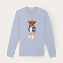 Morbido maglione unisex a maniche lunghe con collo rotondo. Realizzato all'85% in cotone organico e al 15% in poliestere riciclato, con logo Harvey stampato full body sul davanti.