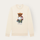 Soft unisex long-sleeved sweater with a round neck. Made of 85% organic cotton and 15% recycled polyester, featuring a full body Harvey print.