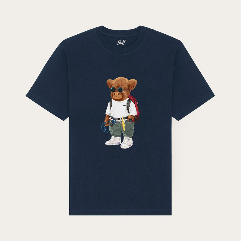 Hochwertiges, kurzärmliges, dickes Unisex-T-Shirt mit Rundhalsausschnitt, aus 100% Bio-Baumwolle und mit ganzflächigem Harvey-Druck.