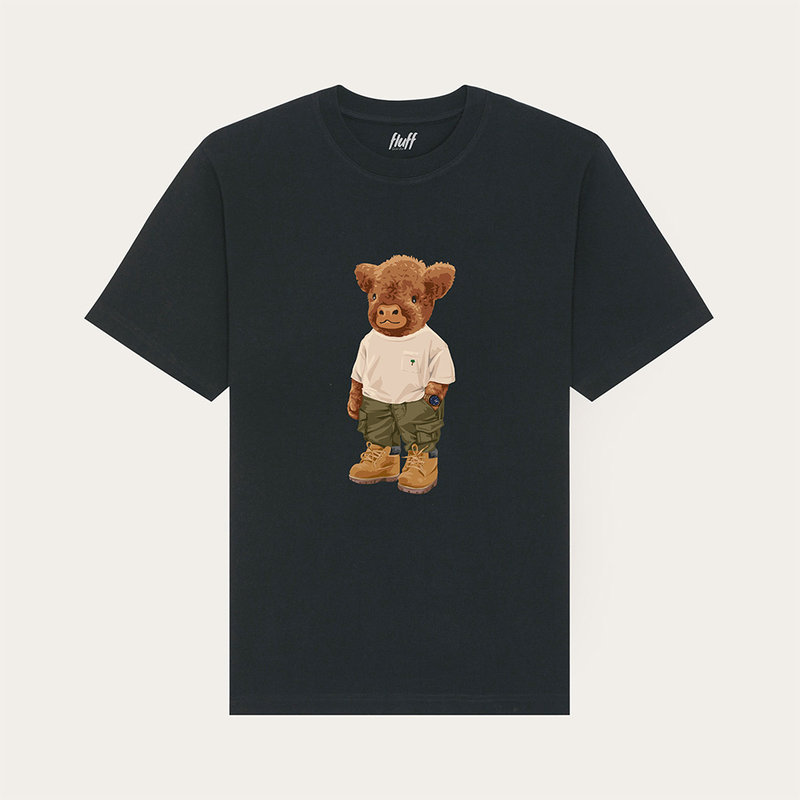 T-shirt unisex premium e spessa a maniche corte con collo rotondo, realizzata in 100% cotone organico e con logo Harvey stampato full body.