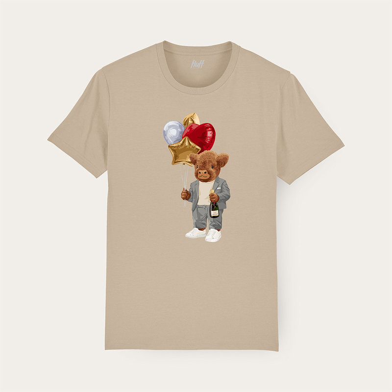 Camiseta suave unisex de manga corta con cuello redondo, hecha de 100% algodón orgánico y con estampado de Harvey entero.