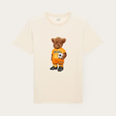 Soft unisex short-sleeved t-shirt with a round neck, made of 100% organic cotton and featuring a full body Harvey Highlander.