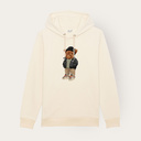 Soft unisex long-sleeved hoodie with a double layered hood and a kangaroo pocket at the front. Made of 85% organic cotton and 15% recycled polyester, featuring a full body Harvey print.