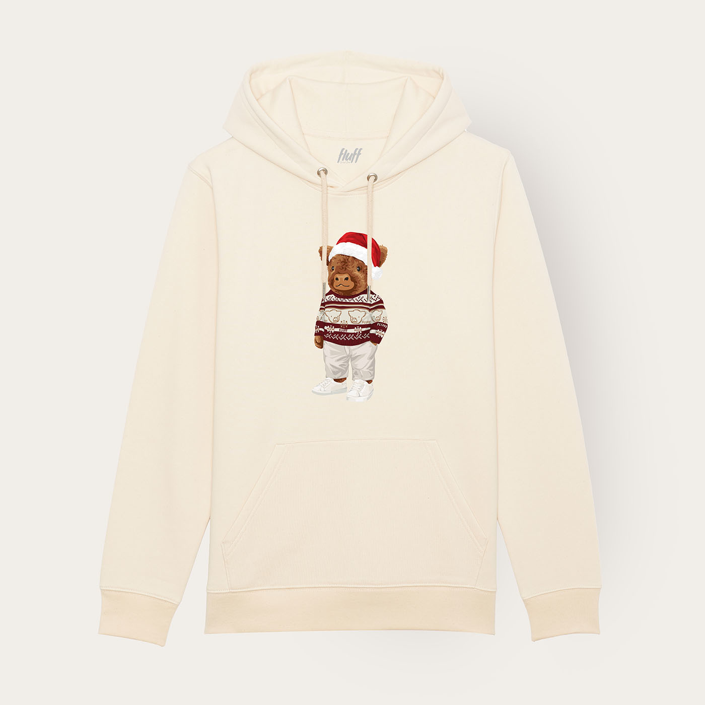 Hoodie Harvey Happy Holidays Natural Raw