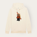 Soft unisex long-sleeved hoodie with a double layered hood and a kangaroo pocket at the front. Made of 85% organic cotton and 15% recycled polyester, featuring a full body Harvey print.