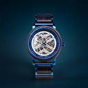 The HEROIC Neptune Rock is made of Chacate Preto wood and features a blue dial with blue details.