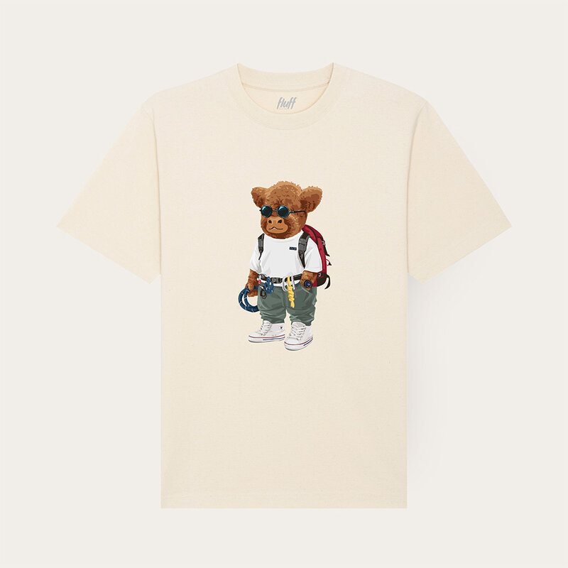 Premium heavyweight kortärmad T-shirt i unisexmodell med rund krage, tillverkad av 100 % organisk bomull och med ett Harvey-tryck som täcker hela plagget.