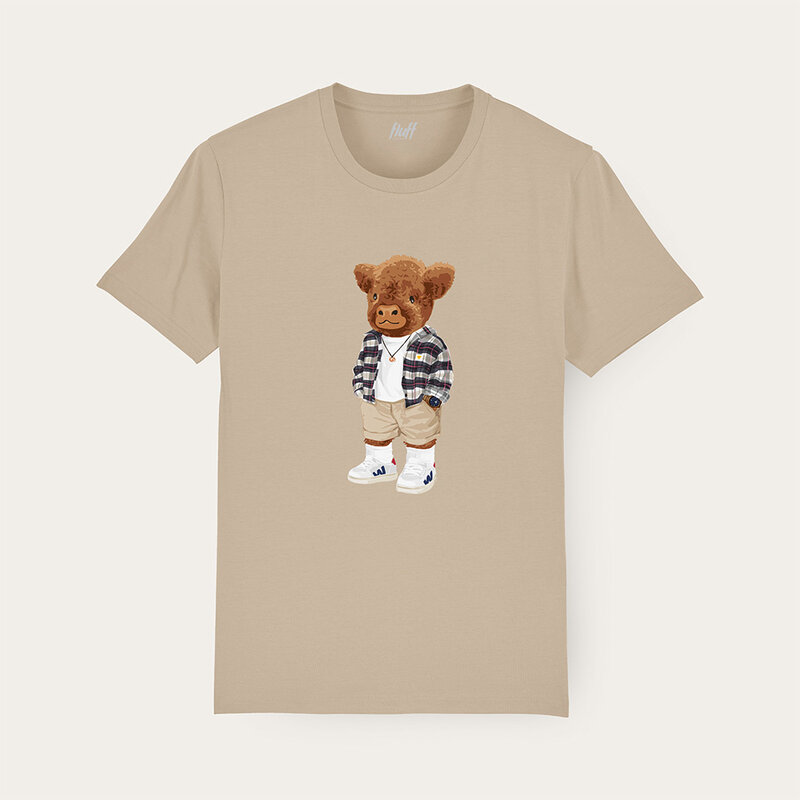 Weiches Unisex-Kurzarm-T-Shirt mit Rundhalsausschnitt, aus 100% Bio-Baumwolle und mit Ganzkörper Harvey.