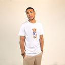 Soft unisex short-sleeved t-shirt with a round neck, made of 100% organic cotton and featuring a full body Harvey.