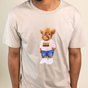 Zacht unisex T-shirt met korte mouwen en ronde hals, gemaakt van 100% biologisch katoen en voorzien van een Harvey print.
