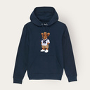 Zachte unisex hoodie met lange mouwen, een dubbellaagse capuchon en een kangoeroezak aan de voorkant. Gemaakt van 85% biologisch katoen en 15% gerecycled polyester, met een full body Harvey print.