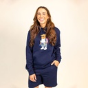 Zachte unisex hoodie met lange mouwen, een dubbellaagse capuchon en een kangoeroezak aan de voorkant. Gemaakt van 85% biologisch katoen en 15% gerecycled polyester, met een full body Harvey print.